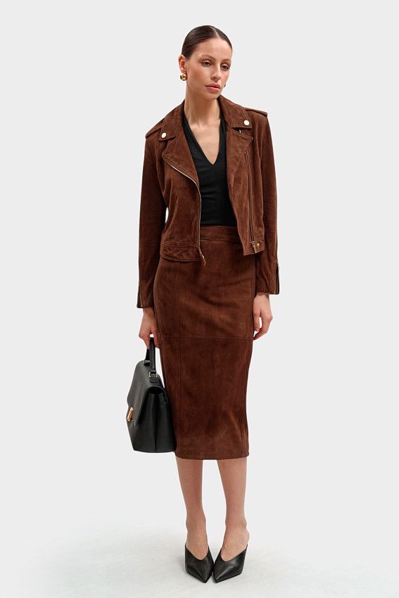 Юбка кожаная Armani Exchange Бежевый