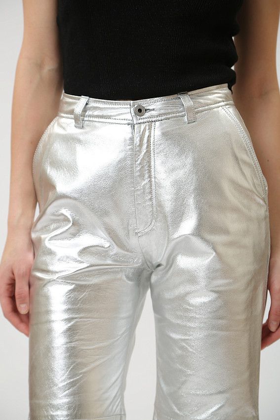 Брюки кожаные Pepe Jeans Серебряный