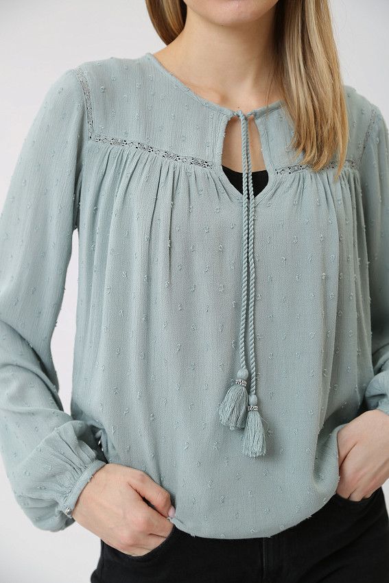 Блузка д/р Pepe Jeans Бирюзовый