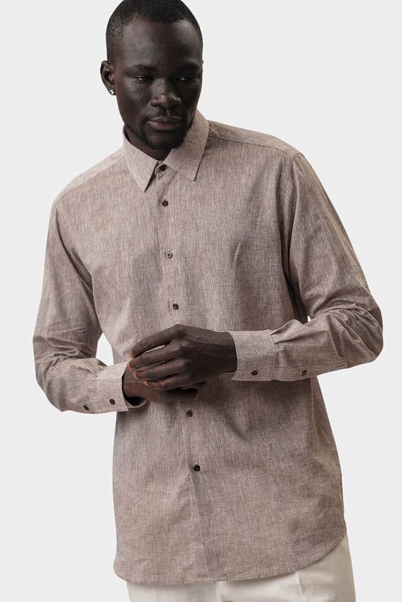Сорочка льняная Karl Lagerfeld Коричневый