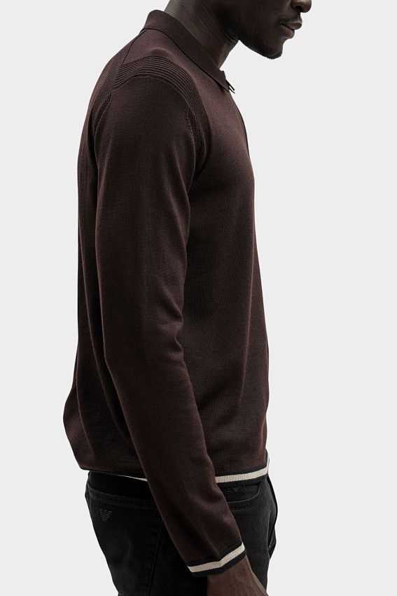 Поло с длинным рукавом Emporio Armani Бордовый