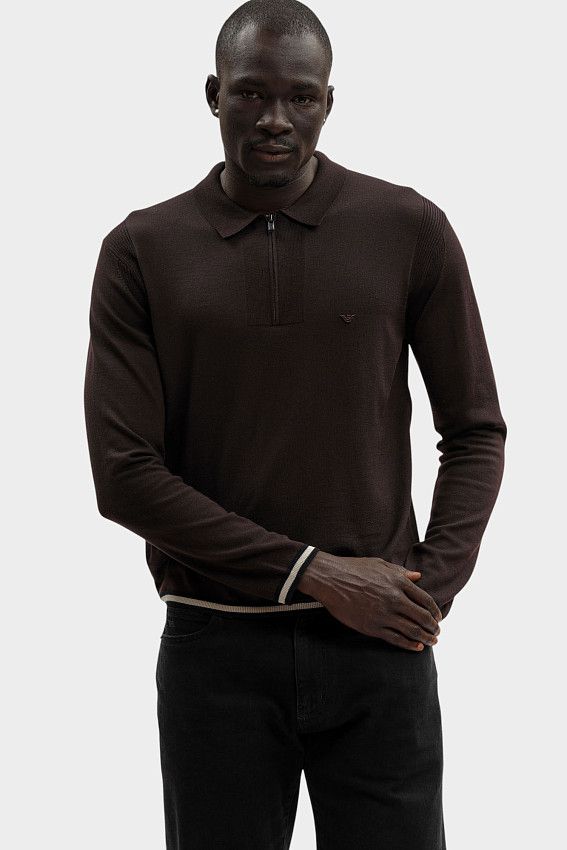 Поло с длинным рукавом Emporio Armani Бордовый